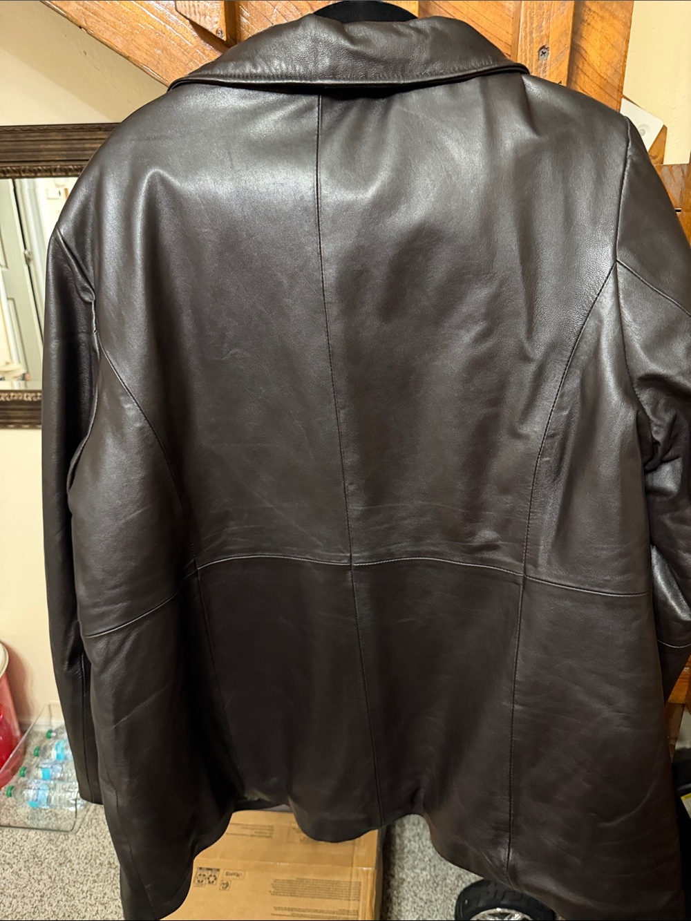 Men's Quilted-Lined Leather Trench Coat - Dark Brown size 2X - Picture 2 of 2